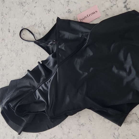Black One-Shoulder Ruffle Swimsuit - Picture 9 of 14